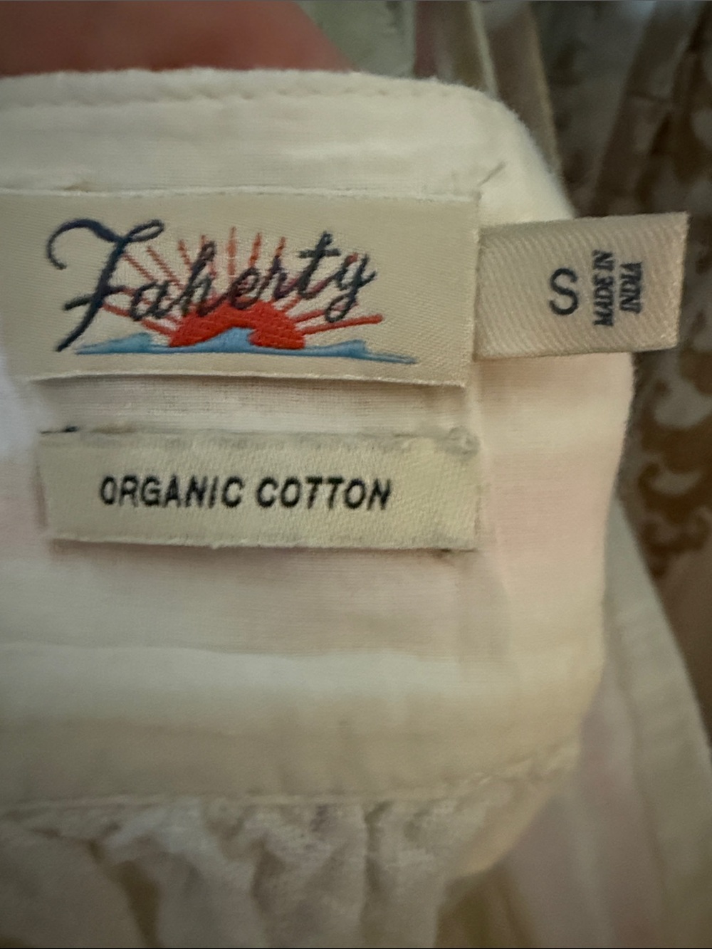 Faherty White Cotton Sundress with Pink & Yellow Trim - Picture 6 of 6